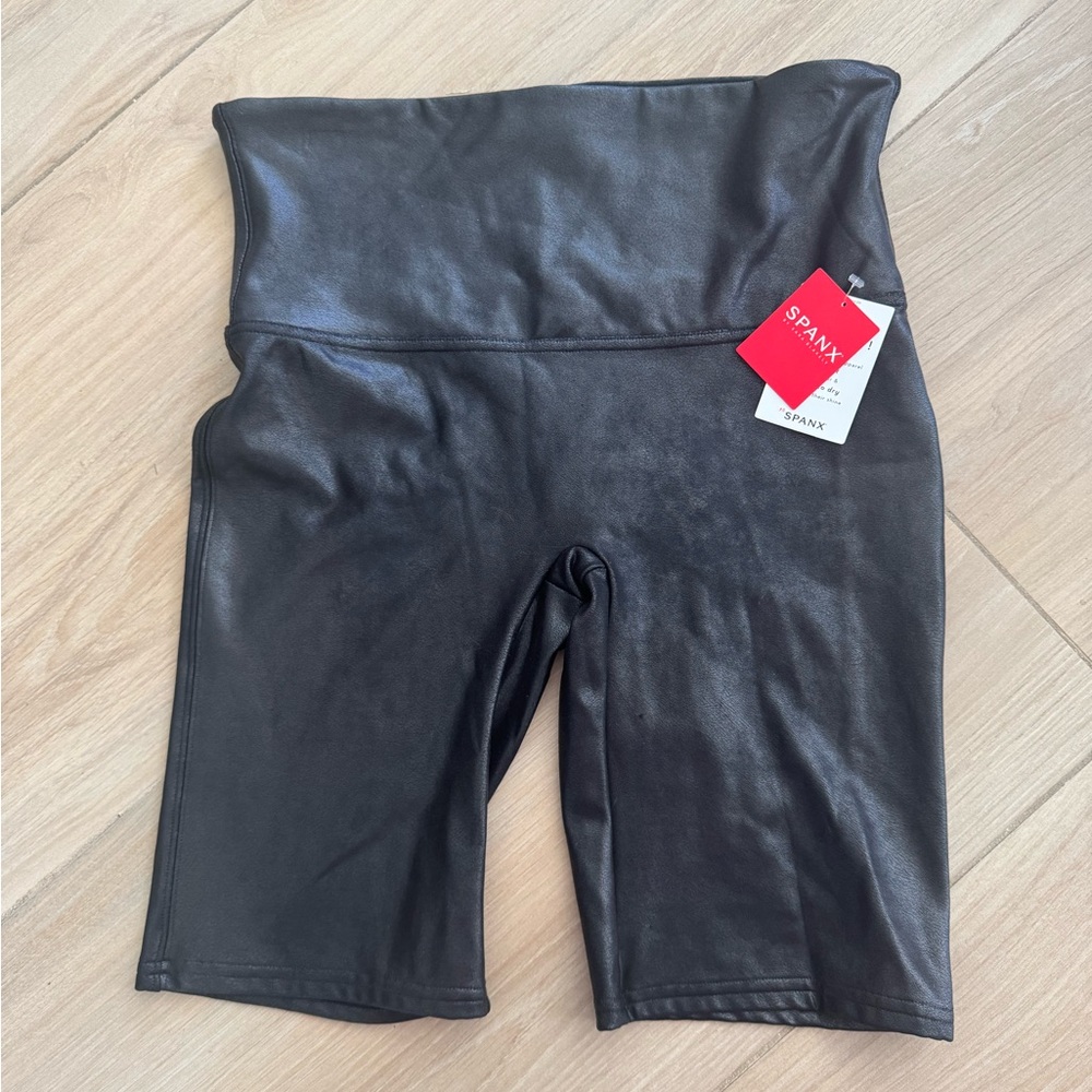 NWT Spanx faux leather bike shorts